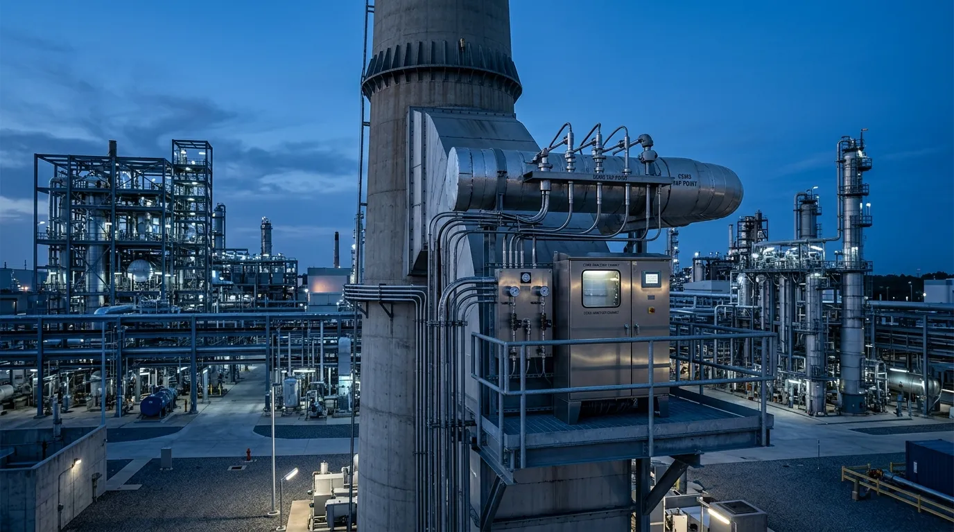 Macrotec continuous emission monitoring system on an industrial stack