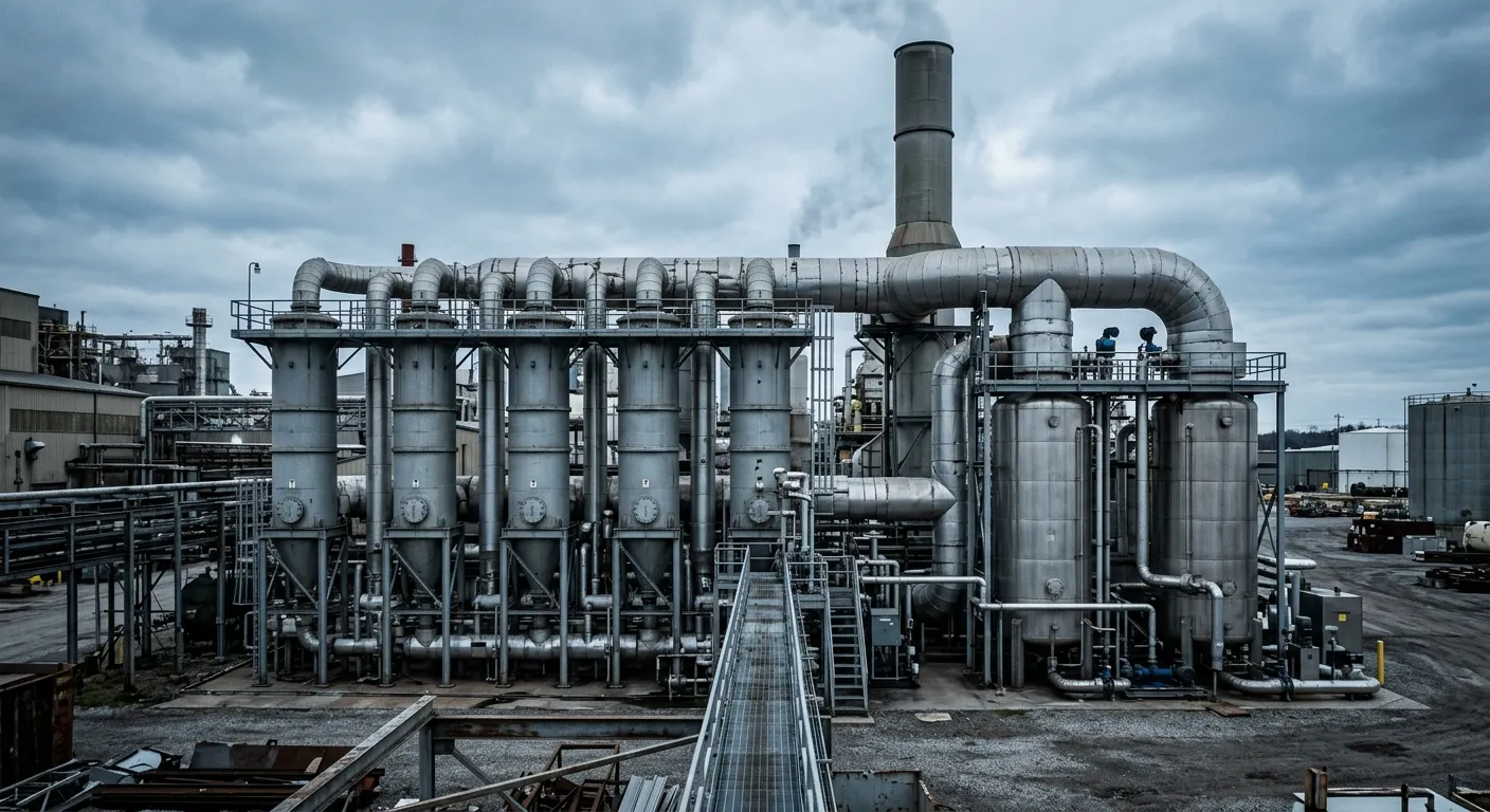 Macrotec industrial filtration system with ceramic filter housings and wet scrubber vessels