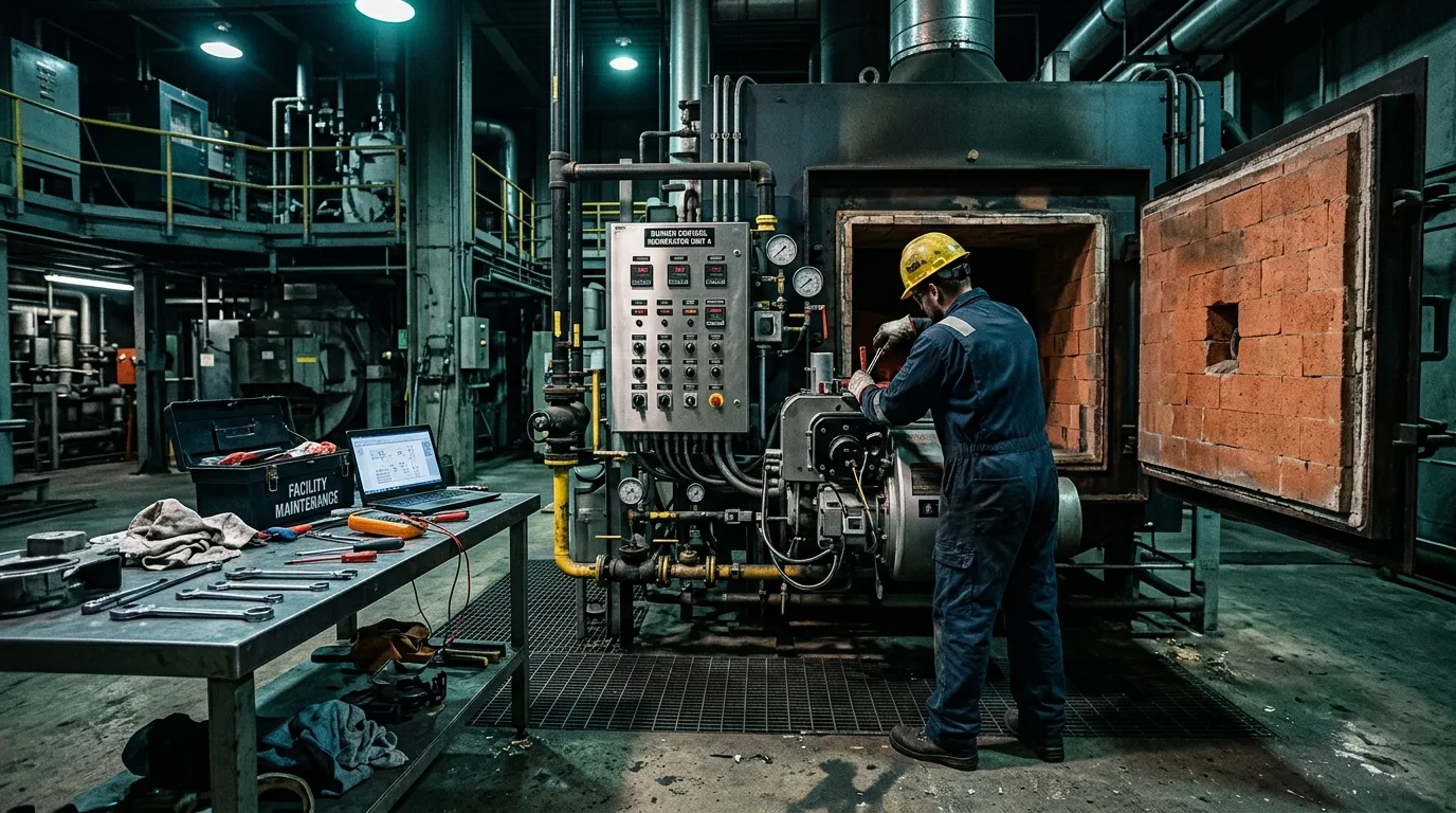 Macrotec service engineer maintaining industrial thermal process plant