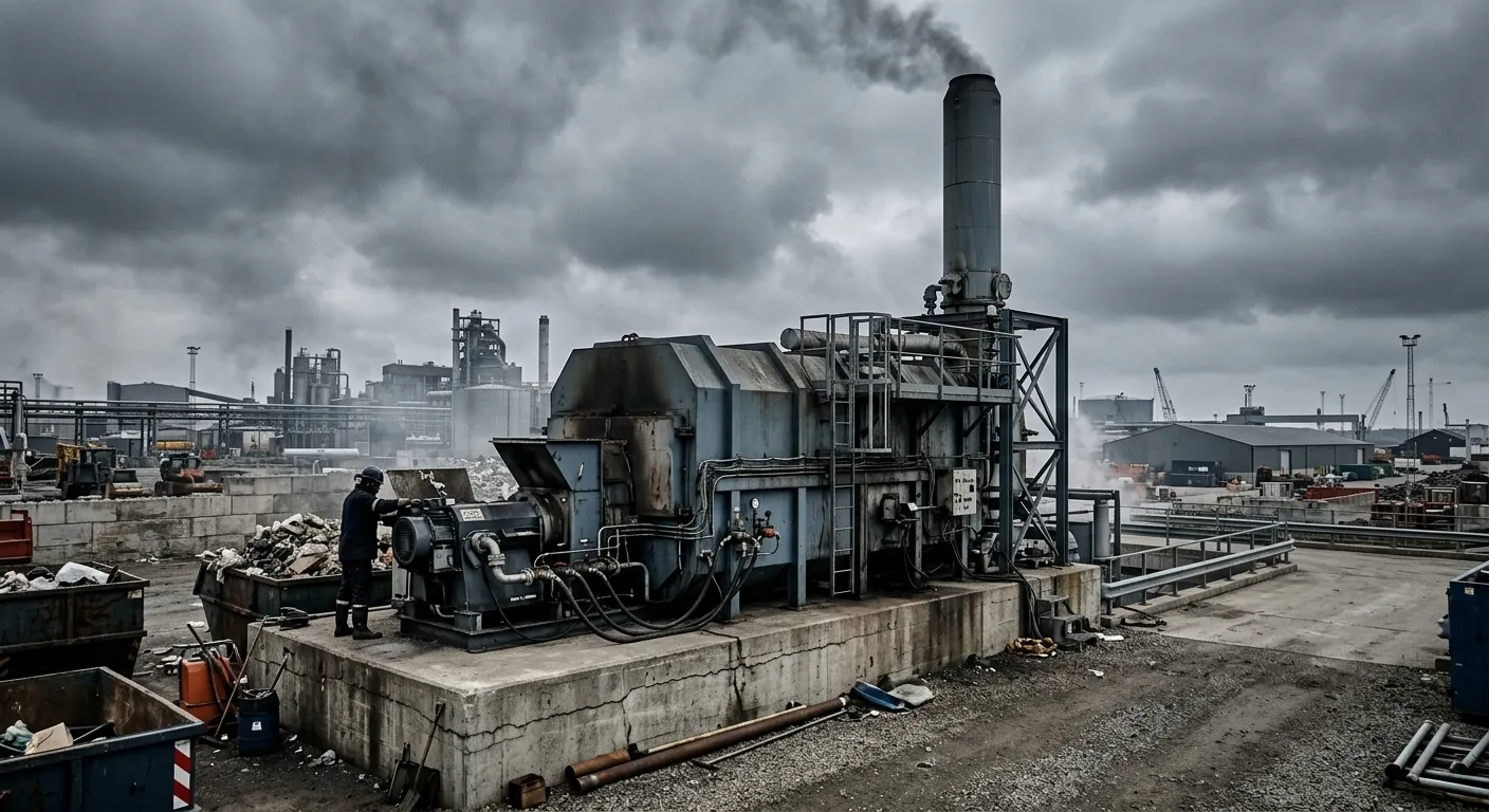 Macrotec standard industrial incinerator on an industrial site